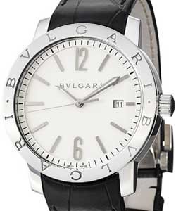 Bvlgari-Bvlgari 41mm Automatic in Steel On Black Crocodile Strap with Off white Dial