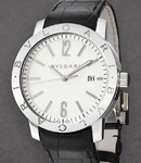 Bvlgari-Bvlgari 41mm Automatic in Steel On Black Crocodile Strap with Off white Dial