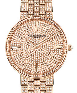 Patrimony Traditionnelle - Manual Rose Gold - Diamonds Rose Gold Diamond Bracelet - Pave Diamond Dial