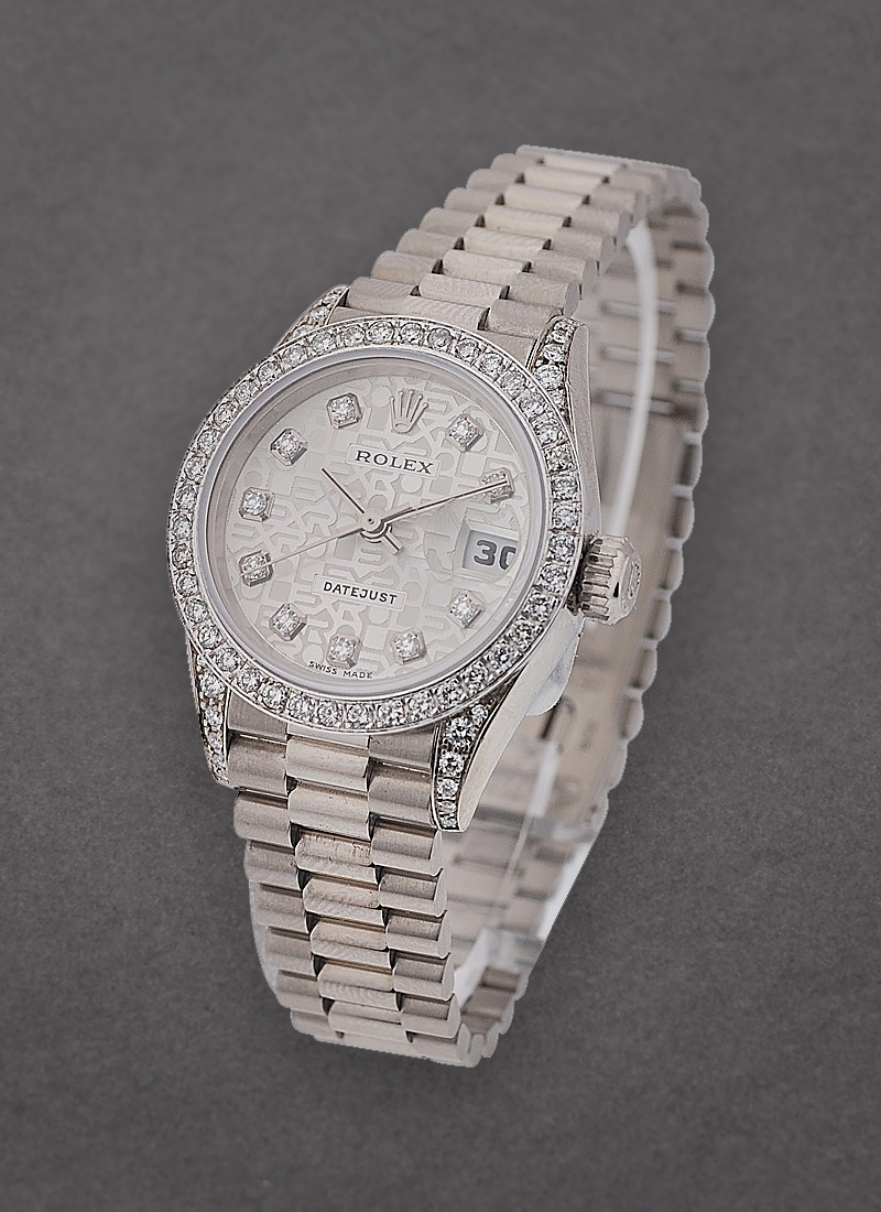 Pre-Owned Rolex Ladies President in White Gold with Diamond Bezel