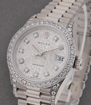 Ladies President in White Gold with Diamond Bezel on White Gold President Bracelet with Silver Jubilee Diamond Dial