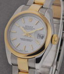 Lady 2-Tone Datejust in Steel with Yellow Gold Domed Bezel  on Steel and Yellow Gold Oyster Bracelet with White Stick Dial