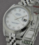 Mid Size Datejust with Fluted Bezel on Jubilee Bracelet with White MOP Diamond Dial