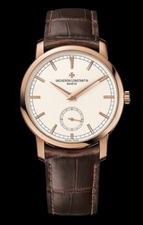 Patrimony Traditionnelle Mens Manual in Rose Gold On Brown Crocodile Strap with Beige Dial