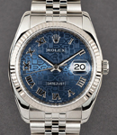 Datejust 36mm with White Gold Fluted Bezel on Jubilee Bracelet with Blue Jubilee Roman Dial