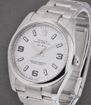 Airking New Style in Steel with Smooth Bezel on Steel Oyster Bracelet with White Arabic Dial