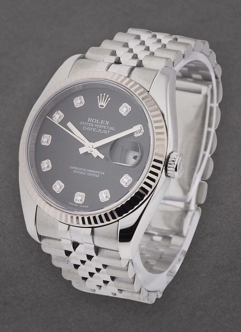 Pre-Owned Rolex Datejust 36mm in Steel with White Gold Fluted Bezel