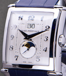 Vintage 1945 Large Date Moonphase Automatic in Steel On Black Crocodile Strap with Silver Arabic Dial