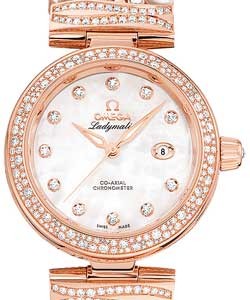 DeVille Ladymatic in Rose Gold with Diamond Bezel On Akoya Pearl Bracelet with White MOP Diamond Dial
