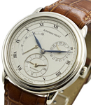 Jules Audemars Power Reserve and 2nd Time Zone in Platinum on Strap with White Dial