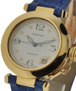 Pasha Yellow Gold 35mm on Strap with White Arabic Dial