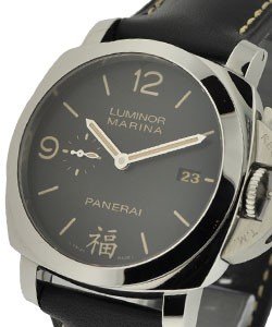 PAM 498 - FU Special Edition 2012 in Steel On Black Calfskin Leather Strap with Black Dial