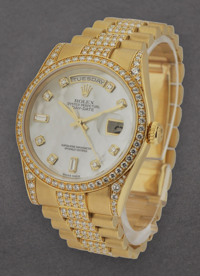 Pre-Owned Rolex Day-Date - Factory Diamond President - Yellow Gold - Diamond Bracelet  with Lugs