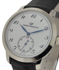 Classic 1966 Small Seconds in White Gold on Black Leather Strap with White Enameled Dial