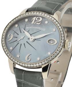 Cats Eye with Diamond Bezel with Black MOP Dial On Blue Alligator Strap with Dark Mother of Pearl Dial