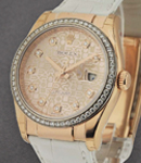 Datejust in Rose Gold with Diamond Bezel on White Alligator Leather Strap with Rose Jubilee Diamond Dial