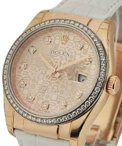 Datejust in Rose Gold with Diamond Bezel on White Alligator Leather Strap with Rose Jubilee Diamond Dial
