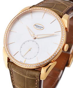 Fleurier Tonda 39mm in Rose Gold with Diamonds Bezel On Brown Crocodile Leather Strap with White Mother of Pearl Dial