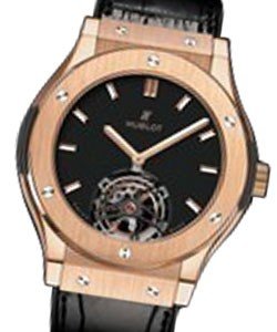Classic Fusion 45mm Tourbillon King Automatic Rose Gold On Strap with Matte Black Dial