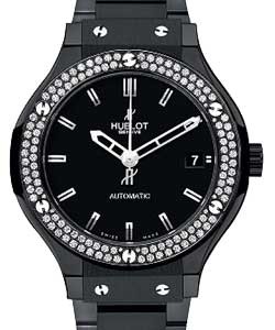 Classic Fusion All Black 42mm Automatic in Black Ceramic with Diamond Bezel on Black Ceramic Bracelet with  Matte Black Dia