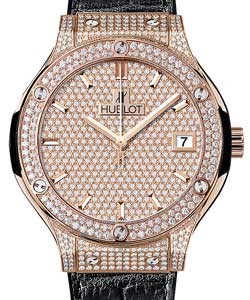 Classic Fusion  Automatic in Rose Gold  with Diamond Bezel On Black Crocodile Leather Strap with Pave Diamond Dial