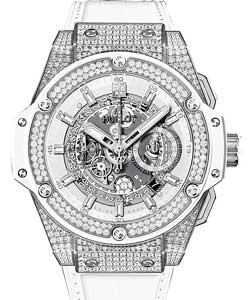King Power Unico 48mm in Titanium with Diamond Bezel On White Leather Strap with Skeleton Dial