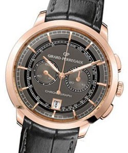 1966 Column-Wheel Chronograph in Rose Gold On Brown Crocodile Strap with Grey Dial