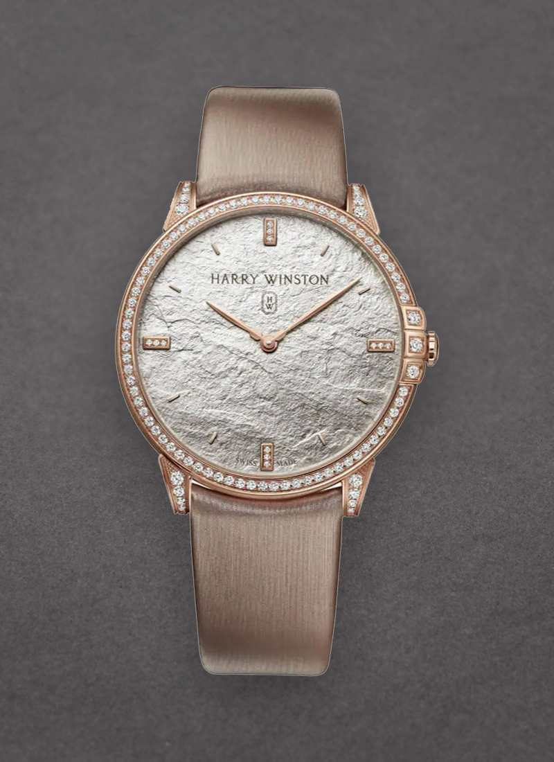 Harry Winston Midnight Monochrome 39mm Quartz in Rose Gold with Diamond Bezel