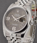 Datejust 36mm in Steel with Domed Bezel on Steel Jubilee Bracelet with Brown Floral Dial