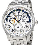 Materpiece Worldtimer Mens Automatic in Steel On Steel Bracelet with Blue and Silver Roman Dial