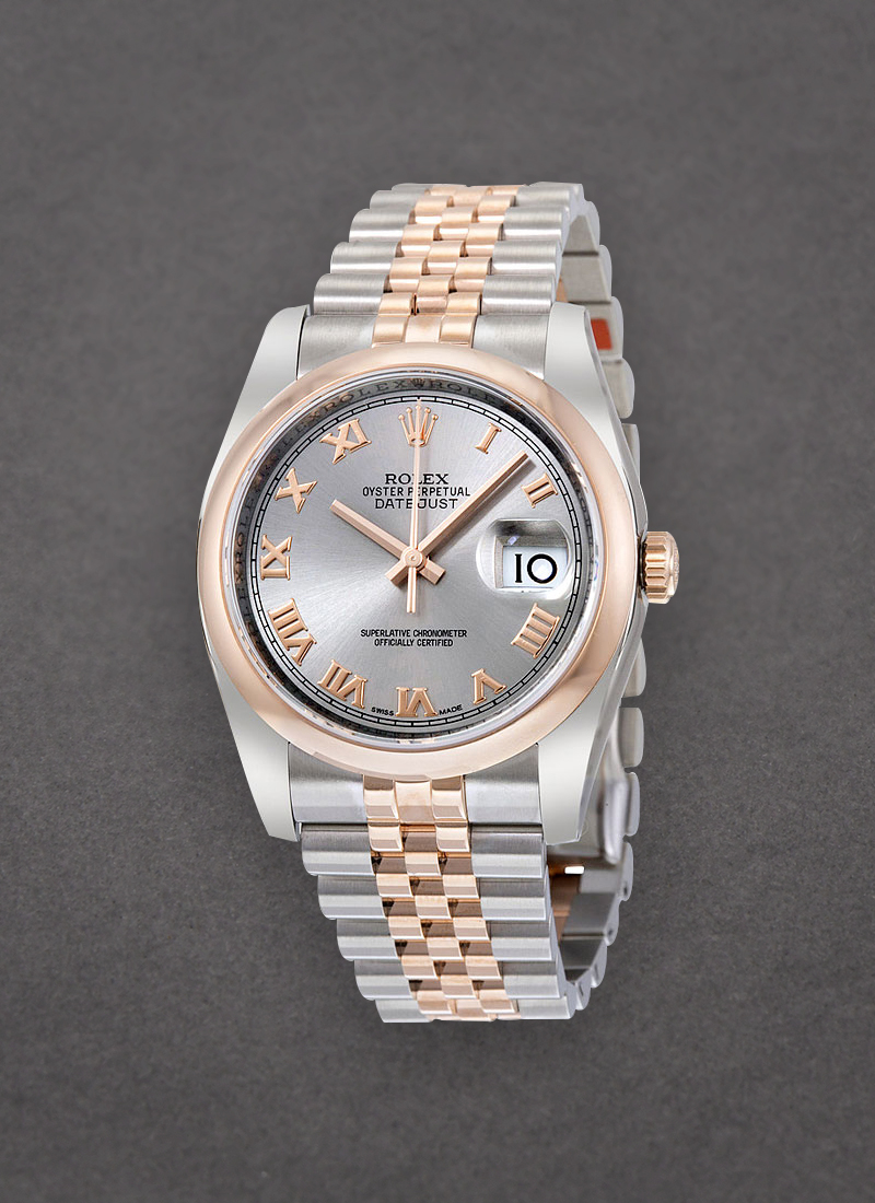 Rolex Unworn Datejust 36mm in Steel with Rose Gold Smooth Bezel