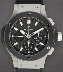 Big Bang Evolution 44mm in Steel on Black Rubber Strap with Black Carbon Fiber Dial