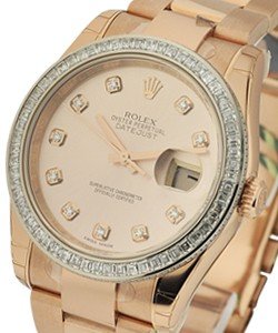 Rose Gold President with Baguette Diamond Bezel on Bracelet with Rose Diamond Dial