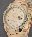 Rose Gold President with Baguette Diamond Bezel on Bracelet with Rose Diamond Dial