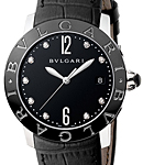 Bvlgari Bvlgari 37mm in Black Steel On Black Crocodile Strap with Black Diamond Dial