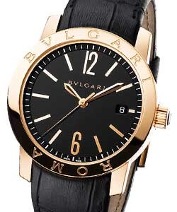 Bvlgari Womens 37mm Womens Automatic in Rose Gold On Black Crocodile Strap with Black Dial