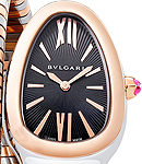 Serpenti Ladies 35mm Swiss Quartz in 2-Tone On Steel and Rose Gold Bracelet with Black Dial