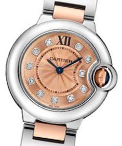 Ballon Bleu 28mm  in Steel on Steel and Rose Gold Bracelet with Rose Diamond Dial