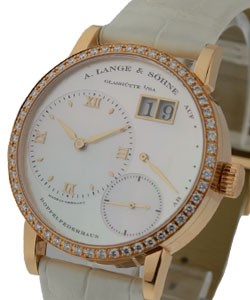 Little Lange 1 Soiree in Rose Gold with Diamond Bezel on Beige Leather Strap with Mother of Pearl Dial