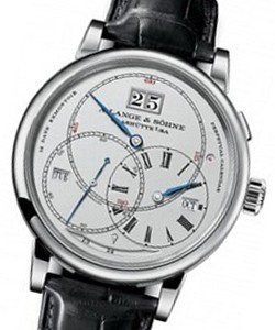 Richard Lange Perpetual Calendar Terraluna in White Gold on Black Leather Strap with Silver Dial