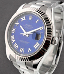 Datejust II in Steel with Fluted Bezel on Steel Oyster Bracelet with Blue Roman Dial
