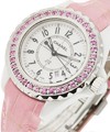 J12 White with Pink Ceramic Bezel on Pink Leather Strap with White Dial
