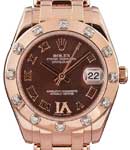 Masterpiece in Rose Gold with 12 Diamond Bezel on Pearlmaster Bracelet with Chocolate Diamond Dial