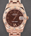 Masterpiece in Rose Gold with 12 Diamond Bezel on Pearlmaster Bracelet with Chocolate Diamond Dial