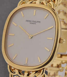 Yellow Gold Elipse on Elaborate Bracelet circa 1980s - Cream Dial