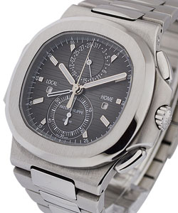 Nautilus Travel Time Chronograph 5990 in Steel on Steel Bracelet with Black Dial