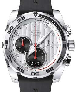 Pershing 002 Chronograph 42mm Automatic in Steel On Black Rubber Strap with Silver Dial