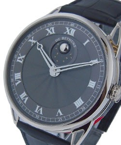 DB25 Ball Moonphase in White Gold on Black Alligator Leather Strap with Black Guilloche Dial