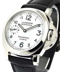 PAM 563 - Luminor Marina 8 Days Acciaio in Steel on Black Calfskin Leather Strap with White Dial