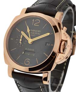 PAM 576 - Luminor 1950 8 Days GMT Rose Gold on Brown Leather Strap with Brown Dial